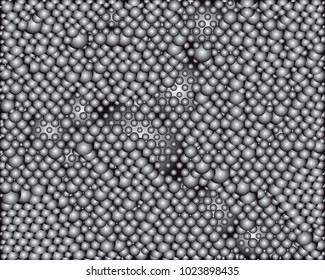 Grayscale background with bubbles. Abstract geometric pattern. Vector clip art.