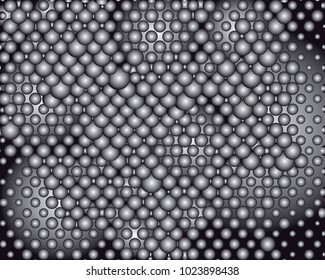 Grayscale background with bubbles. Abstract geometric pattern. Vector clip art.