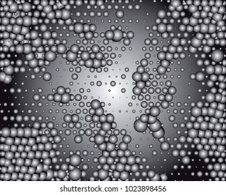 Grayscale background with bubbles. Abstract geometric pattern. Vector clip art.