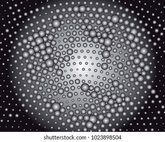 Grayscale background with bubbles. Abstract geometric pattern. Vector clip art.