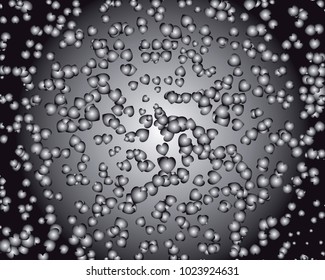 Grayscale background with bubbles. Abstract geometric pattern. Vector clip art.