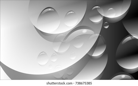 Grayscale background with water drops of all sizes