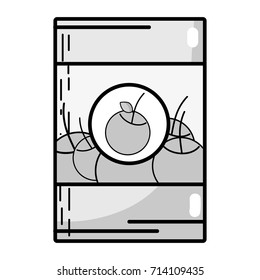 grayscale bag with delicious fresh apple fruit
