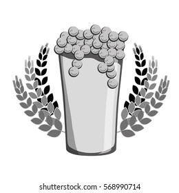 grayscale beer with wheat icon image design, vector illustration