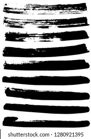 Grayscale black stripes on white background. Set of shapes and blobs. Set of colorful  hand painted square isolated on white. Illustration for artistic design. Square stains, blobs of black color