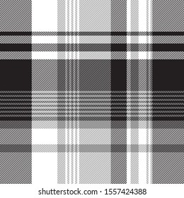 Grayscale black white check plaid seamless pattern. Vector illustration.