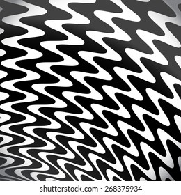 Grayscale, Black and White Lines / Shapes Background with Strong Rippled, Wavy Effect