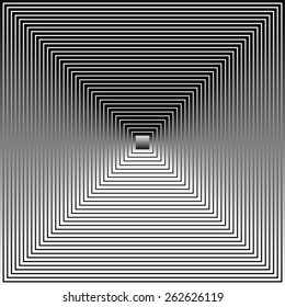 Grayscale, Black and White Squares with Gradient Fills Blended, Forming a Pyramid Like Image