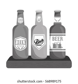 grayscale brown bottle of beer icon image design, vector illustration