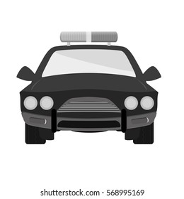 grayscale car police icon image, vector illustration design