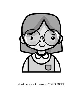 grayscale casual girl with hairstyle and blouse uniform