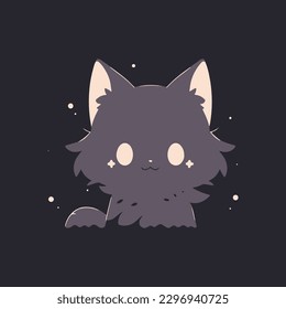 a grayscale cat icon with a single color