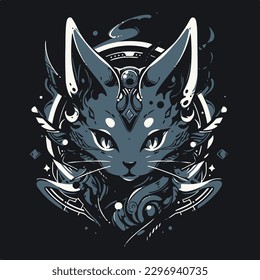 a grayscale cat icon with a single color