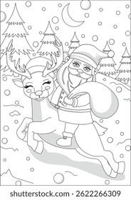 Grayscale Christmas Santa Coloring Pages Printable