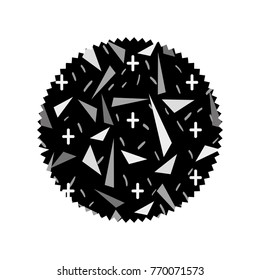 grayscale circle with geometric graphic style background