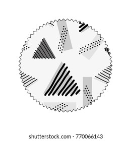 grayscale circle with geometric style memphis background