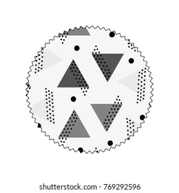 grayscale circle with memphis graphic abstract background