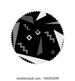 grayscale circle with memphis style abstract background