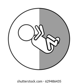 grayscale circular frame shading with pictogram of little baby lying vector illustration