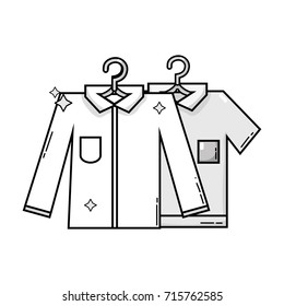 grayscale clean shirts design with clothes hanging