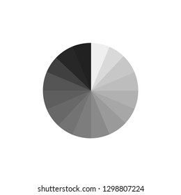 Grayscale color swatch, wheel. Black to white tints. Isolated object on white background