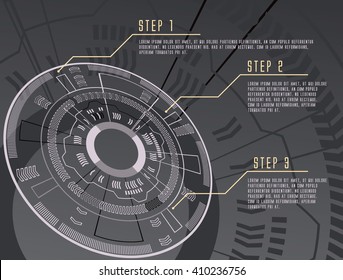 grayscale color techno gear background vector infographic design illustration