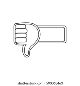 grayscale contour with 3d arm with hand with signal disappointed vector illustration