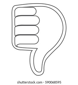 grayscale contour with 3d hand with signal disappointed close up vector illustration