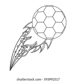 grayscale contour with olympic flame with soccer ball vector illustration