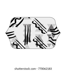 grayscale contour rectangle with geometric memphis style background