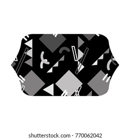 grayscale contour rectangle with graphic abstract memphis background