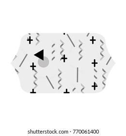 grayscale contour rectangle with memphis geometric art background