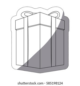 grayscale contour sticker with gift box vector illustration
