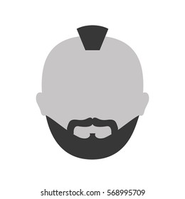 grayscale criminal man face icon, vector illustration image