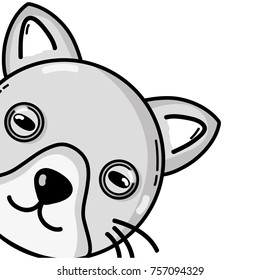 grayscale cute cat head pet animal