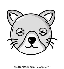grayscale cute cat head pet animal