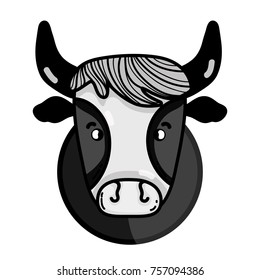 grayscale cute cow head farm animal