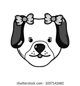 grayscale cute dog head pet animal