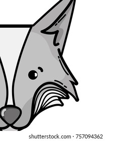 grayscale cute fox head wild animal