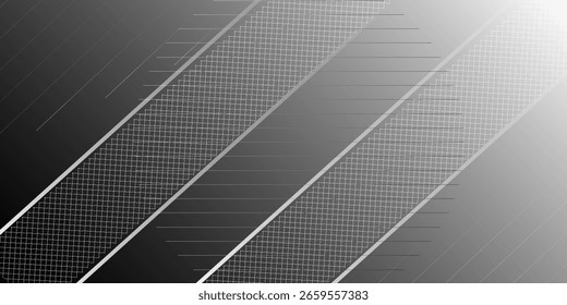 Grayscale Diagonal Gradient Stripes with Textured Grid Overlays - Abstract Modern Background