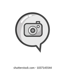 grayscale digital camera technology inside chat bubble