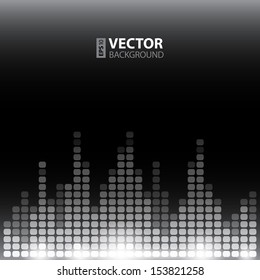 Grayscale digital equalizer background with flares. RGB EPS 10 vector illustration