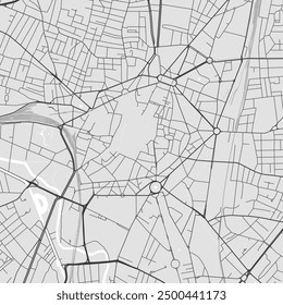 Grayscale Dijon map, France. Vector city streetmap, municipal area.