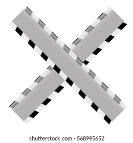 grayscale do not cross ribbon icon, vector illustration