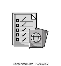 grayscale documents paper information with passport id