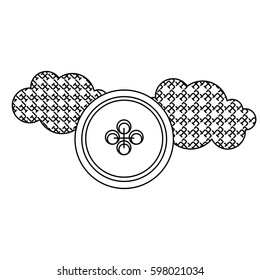 grayscale figures clouds and sun icon, vector illustraction design