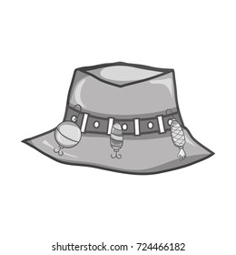 grayscale fishing peasant hat object, to warker