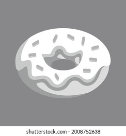Grayscale flat style of donut cartoon illustration design vector