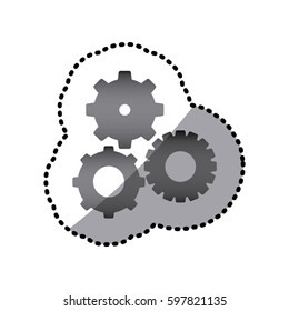 grayscale gears sign icon, vector illustraction design image