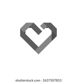 Grayscale Geometric Heart Logo design vector template